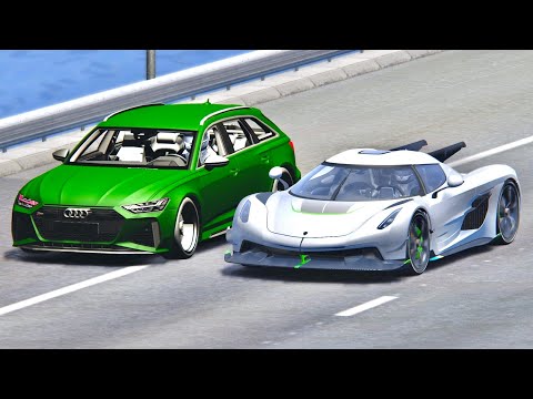 Koenigsegg Jesko Absolut vs Audi RS6 2020 - Drag Race 20 KM