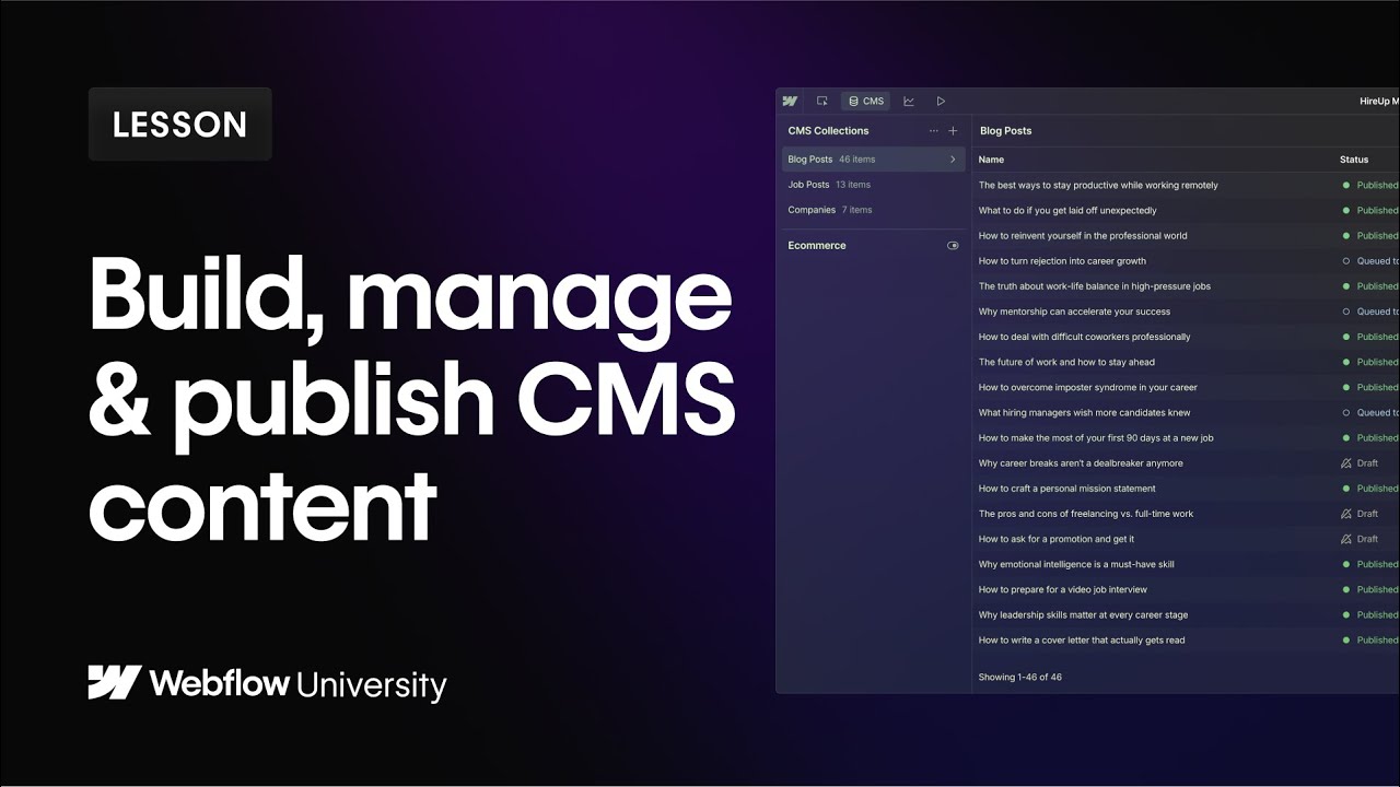 Build, manage and publish CMS Collection content — Webflow tutorial