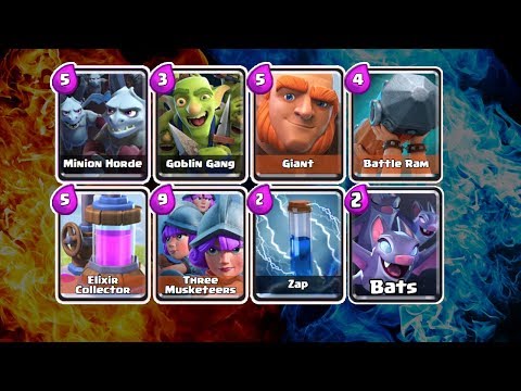 Clash Royale Deck 4.5 Elixir | GOLEM | MINION HORDE | THREE MUSKETEER | BATTLE RAM
