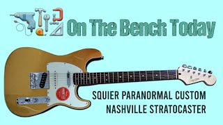Video thumbnail for On the Bench Today - Squier Paranormal Custom Nashville Stratocaster Electric Guitar - Aztec Gold by Guitar Collector Guy