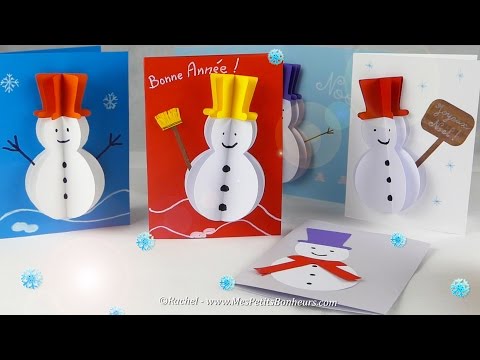 DIY Carte 3D Bonhomme de Neige en volume - Gabarit et Tuto
