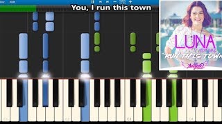 LUNA feat. Iyaz - Run This Town - Karaoke / Piano synthesia tutorial (+ lyrics &amp; Sheet music)