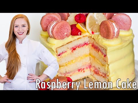 The BEST Raspberry Lemon Cake Recipe!! With Raspberry Lemon Macarons!!