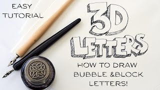 How to Draw 3D Letters | Bubble & Block Lettering Step-by-Step #3d #letteringart #handwritten #easy