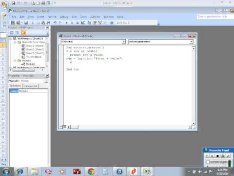 Excel VBA example 26: sub procedure to calculate square root