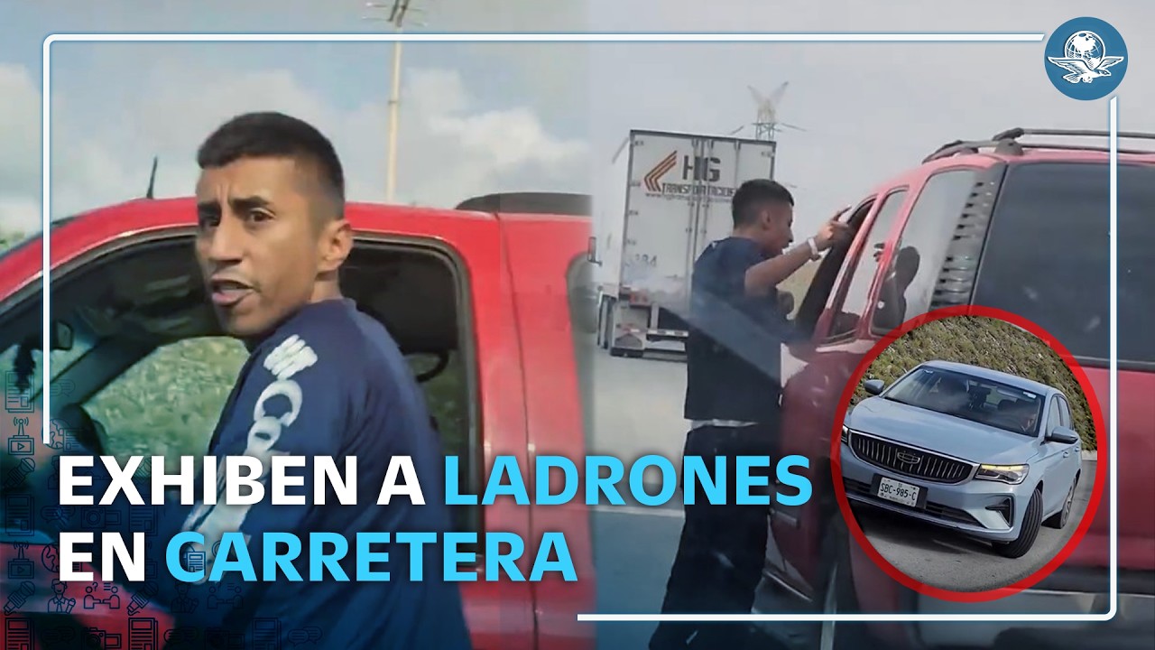 “¡Están robando!” captan asalto en carretera Monterrey-Nuevo Laredo, asaltantes se dan a la fuga