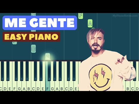 Mi Gente - Piano Tutorial with Letter Notes & Chords | Both Hands Tutorial