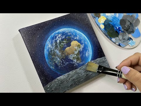 Planet earth painting/ acrylic painting tutorial for beginners/step by step acrylic painting/#77