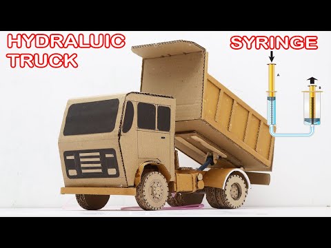 Science experiments project Make Hydraulic Dump Truck  using Syringe / science experiments project