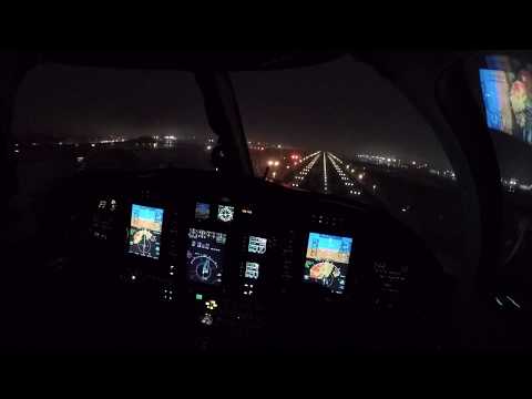 Citation CJ3 LIFR ILS approach on a rainy and windy night