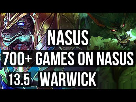 NASUS vs WARWICK (TOP) | 700+ games, 1.2M mastery | KR Master | 13.5