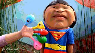 Download the video "Keysha Play Filling Water in Balloons Daddy Finger Nursery Rhymes Learn Colors With Balloons Parody"