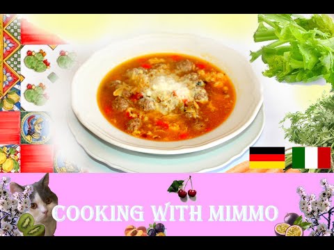 Minestra che Badduzzi (Sizilianische Suppe mit Fleischklöße / Minestra siciliana con le polpettine)