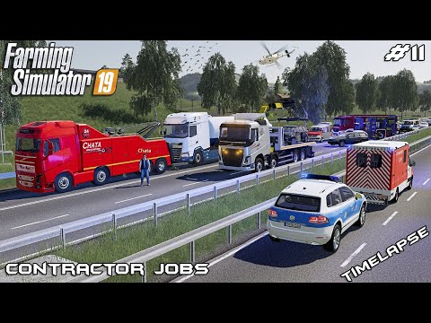 Cleaning A Massive Autobahn Pileup | Contractor Jobs In Farming Simulator 19