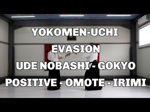 Yokomen-Uchi, Evasion, Ude Nobashi - Gokyo, Positive - Omote - Irimi / Aikido techniques