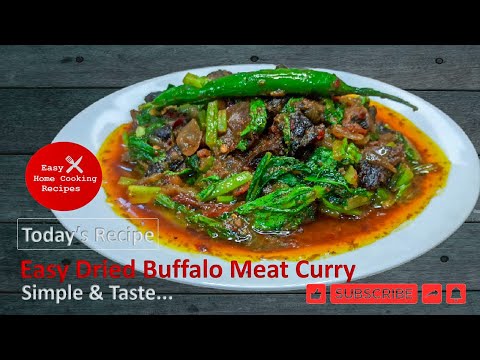 Easy Dried Buffalo Meat Curry | Yummy Buff Curry with Mustard Green