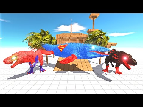 FPS DEATH RUN vs SUPERMAN MOSASAURUS with ALL WEAPONS & HP Bar - Animal Revolt Battle Simulator ARBS
