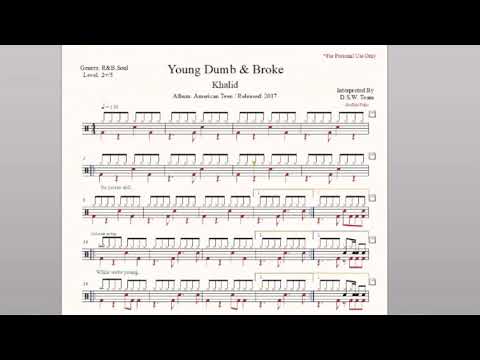 Drum Score - Khalid - Young Dumb & Broke (sample)