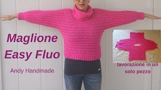 Maglione Easy Fluo lavorato in un solo pezzo uncinetto facile