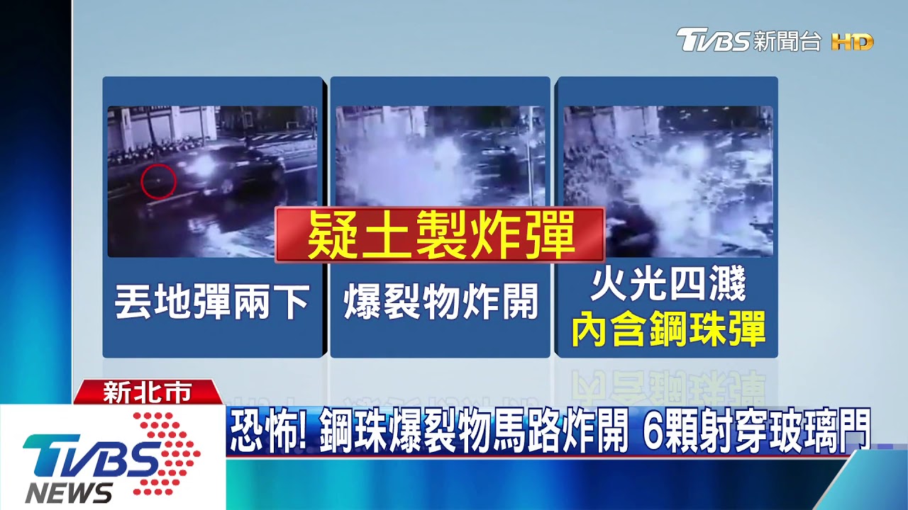 恐怖！鋼珠爆裂物馬路炸開　6顆射穿玻璃門