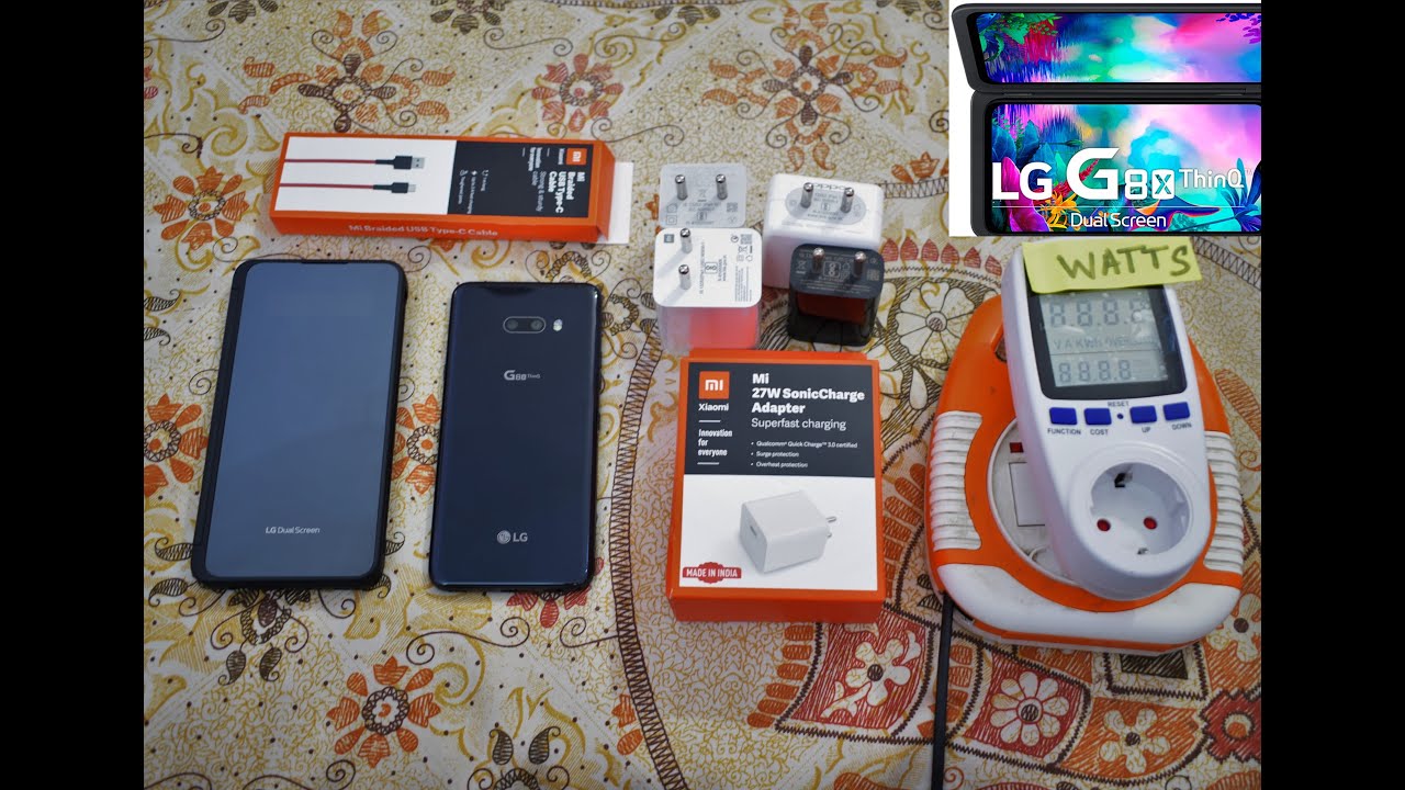 Best Charger for LG G8X Dual Screen - Multiple brand comparison with powermeter Mi 27W Sonic Charger