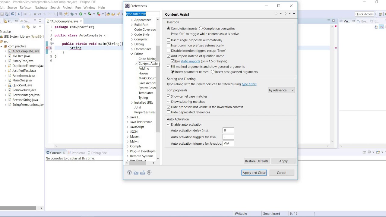 Content Assist in Eclipse