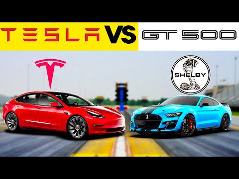 Ford Mustang Shelby GT500 vs Tesla Model 3 Performance! Drag Racing American Muscle Cars