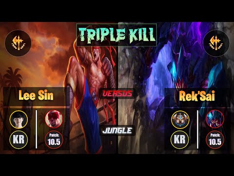 Peanut LEE SIN (Jungle) [Conqueror] VS REK'SAI - Challenger KR Patch 10.5 Triple Kill
