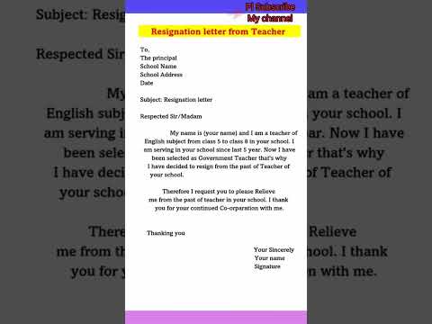 Resignation letter from Teacher/Application/Letter formate/Spoken English #english #study #letter