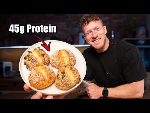 PROTEIN BRÖTCHEN mit nur 3 Zutaten! (In 5 Min. im Ofen)