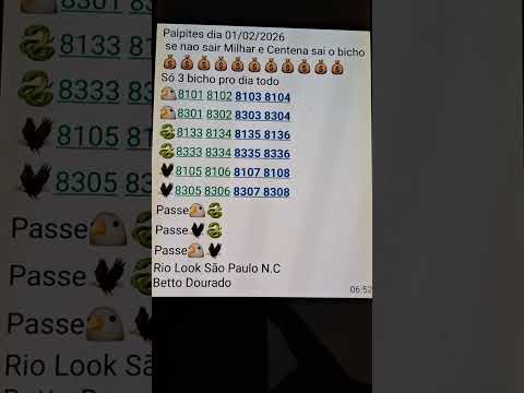 Betto Dourado Palpites Bagaceira dia 01/02/2026 Rio Look São Paulo Nacional 