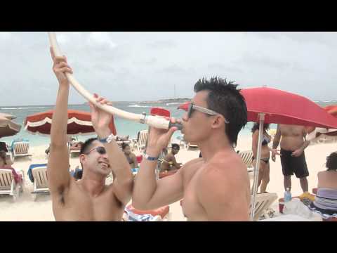 Beer Bonging on the beaches of St. Maarten