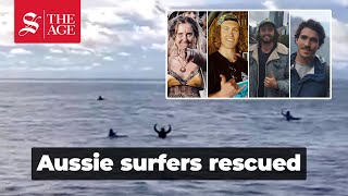 The moment missing Aussie surfers are rescued off 