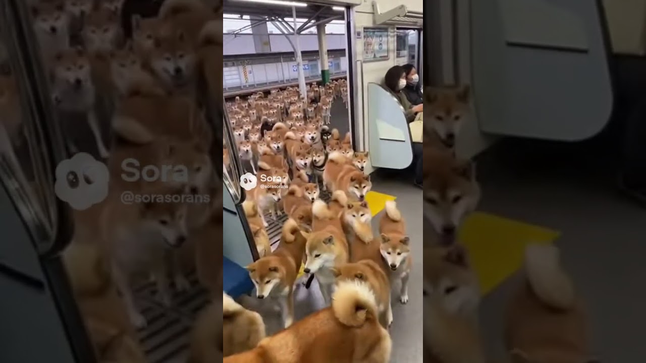 【Sora2】大量の犬が 電車に乗り込んでくる #sora #ai #sora2