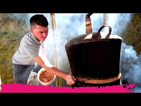 Making ALBANIAN RAKI at Turtle Farm Albania - Distilling Grapes in Daias, Albania