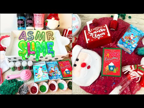 Christmas Slime Mixing. Glitter, Wax Melts, Makeup, Snow Into Slime! ASMR Relaxing Satisfying Slime