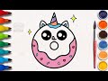 How to Draw a Unicorn Donut, Cute Easy Drawings for Kids