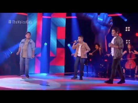 Arthur Galvani, Arthur Patta e Matheus Martins cantando Louca de Saudade the voice kids 2020