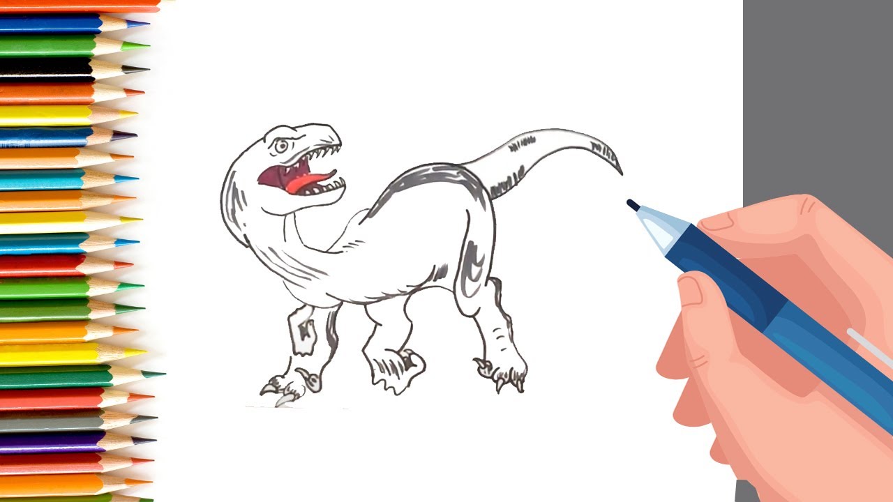 Drawing and Coloring Velociraptor Jurassic World - Dinosaurs Coloring Page For Children
