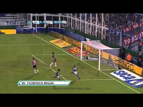 Gol de Insúa. Vélez 1 Estudiantes 0. Fecha 6. Torneo Final 2013. Fútbol Para Todos