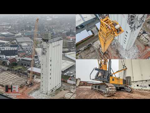 Hochsilo-Abriss! Abrisskugel im Einsatz! 250-Tonnen-Maschine bei 85 Metern Höhe – Hafengelände Mölln
