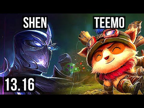 SHEN vs TEEMO (TOP) | 3/0/8, 2.4M mastery, 1200+ games | EUW Master | 13.16