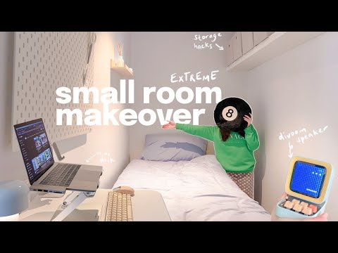 EXTREME small room makeover 🪴 standing desk, storage organization & tips