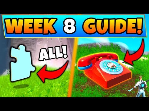 Fortnite WEEK 8 CHALLENGES! - Jigsaw Puzzle Pieces, Dial Durrr Burger (Battle Royale Season 8 Guide)