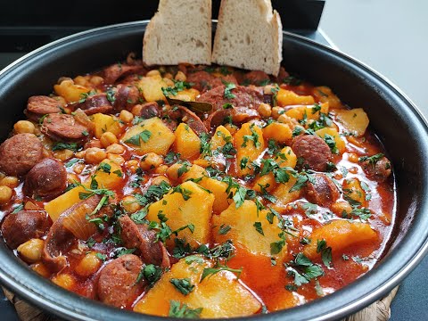 Garbanzos con chorizo, Rico y Fácil
