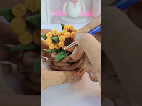 Diy Clay flower pot🌻🦋🌿 | Clay art |#shorts #diy #craft #handmade #clayart #art #trending