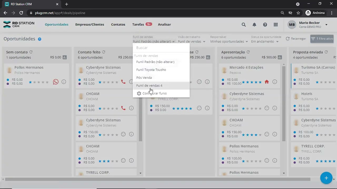 Como configurar o funil de vendas no CRM - RD Station CRM