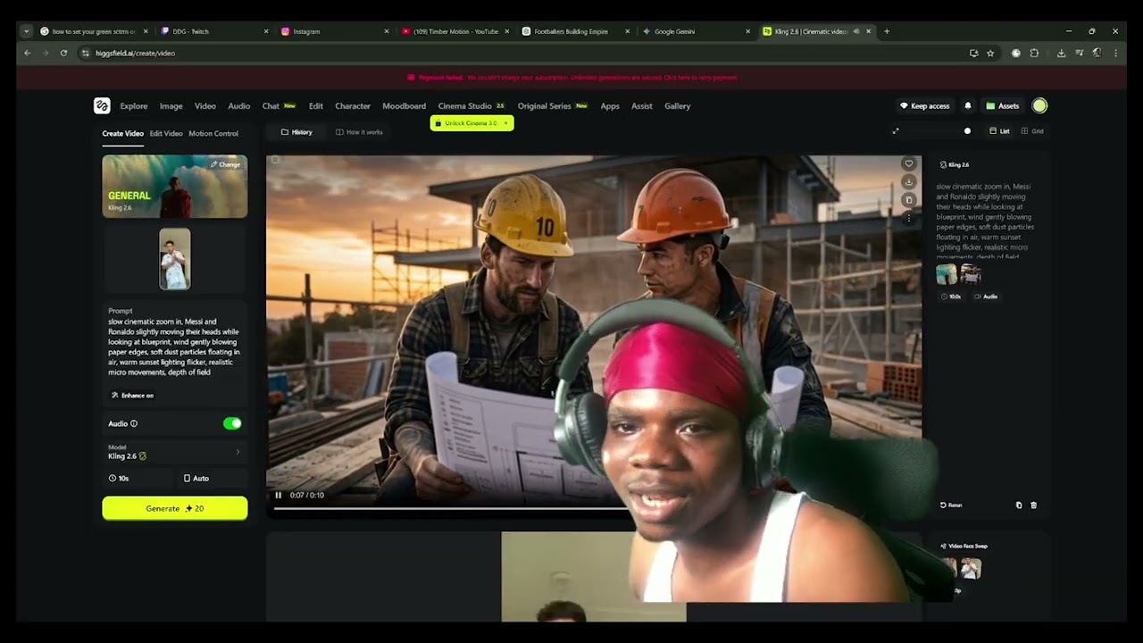 How i Made Messi and Ronaldo AI construction Video using CHATGBT & HIGGSFIELD
