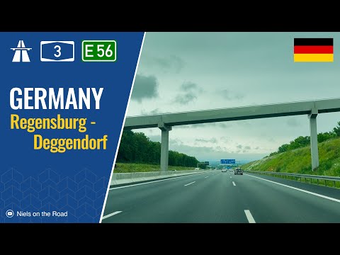 Driving in Germany: Autobahn A3 E56 from Regensburg to Deggendorf