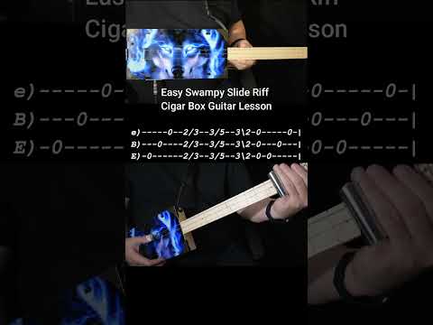 Easy Swampy Delta Blues Slide Riff "No Chat" #cigarboxguitarlesson #fretless #slide #beginner  w Tab
